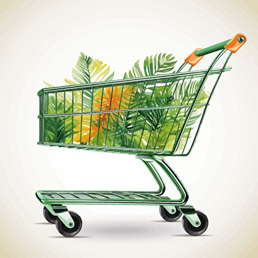 shopping cart, tropics, vector, on a white background