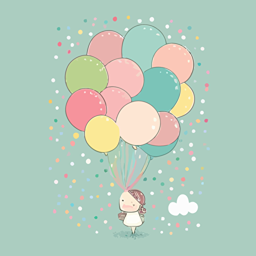 illustration of balloon, birthday, cute, pastel color, vector