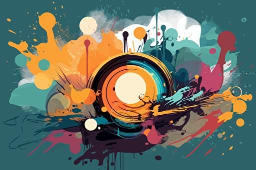 graffiti art on a fictional planet, vector art, flat colors, pastel colors, minimalistic,