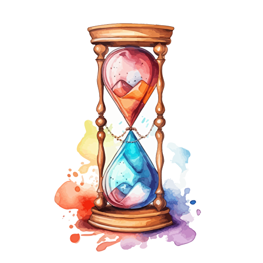 watercolor vector illustration boho hourglass showing love sticker white background