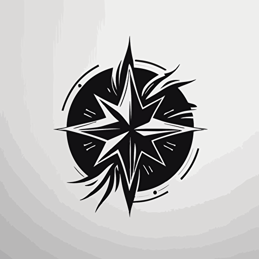 abstract star and compas based logo for a high end watch brand in black and white and simple modern and elegant vector style
