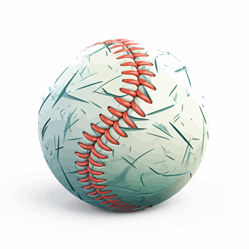 baseball ball, correct stictches, vector, oultines only, no shadow, no shading, flat 2d, white background