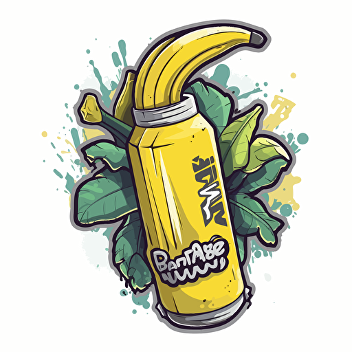 create a full banana, animated, graffiti style, with a face, japanese, air freshener, vector, sticker style, grand theft auto V theme art no background