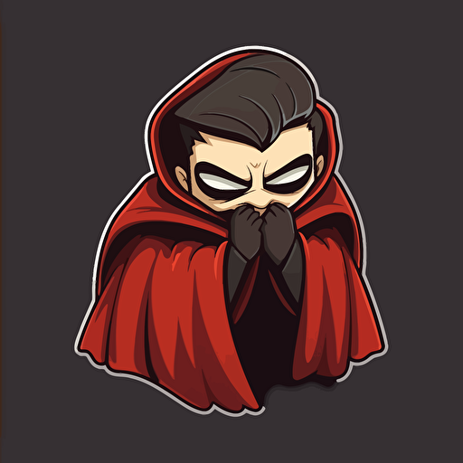 Dracula hiding his face with his cape, detailed, sticker, vector