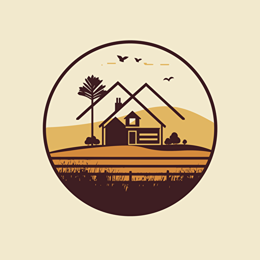 create a very simple geometric real estate logo, vector style, country side life, simple