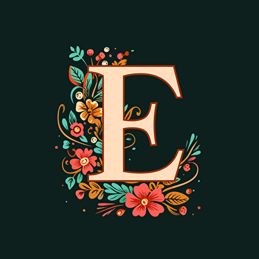 a lettermark logo of letter E, logo, vector, simple, with floral elements