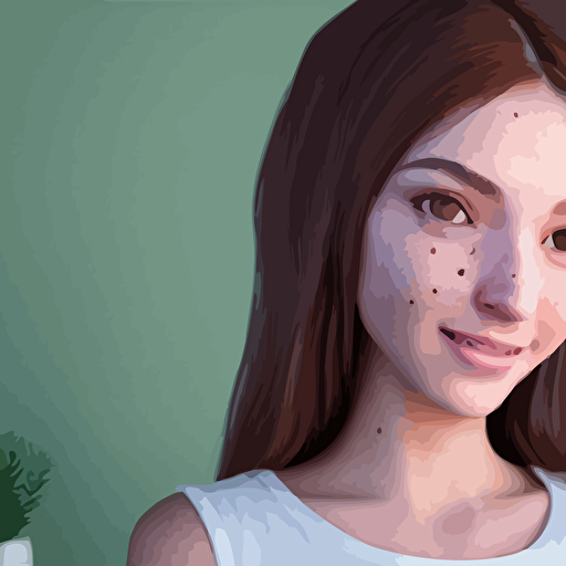 render april cute 3d young woman bronze brown hair round face green eyes light tan skin cute freckles light blush smiling softly wearing casual clothing interior lighting cozy living room background medium shot mid shot hyperdetailed trending artstation unreal engine 4k