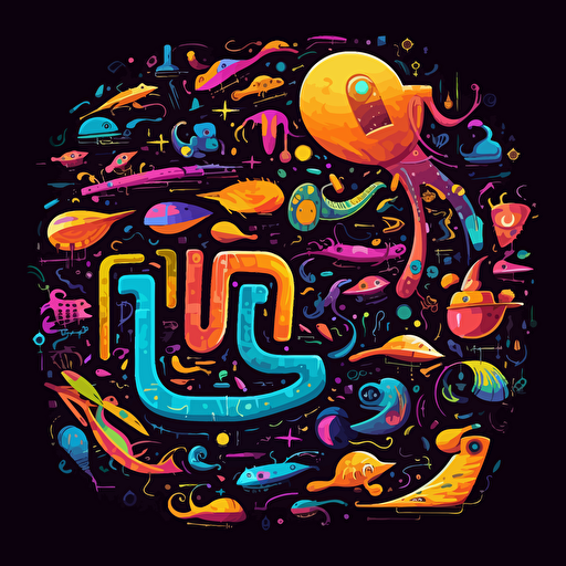 vector, alien language, colorful, made in adobe illustrator, futuristic language