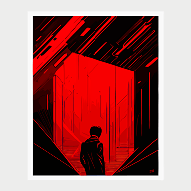minimalist, vectorized, red and black colors, print layer , delicacy, elegant, hacking, cyber