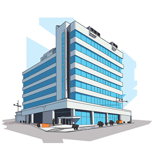 vector illustration of Indian company building, daylight, contrasting easy to remove background