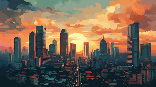 a oil painting vector City of Jakarta