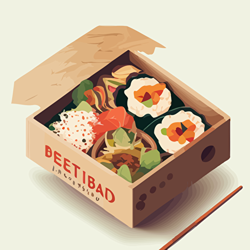bento box, vector art, white background