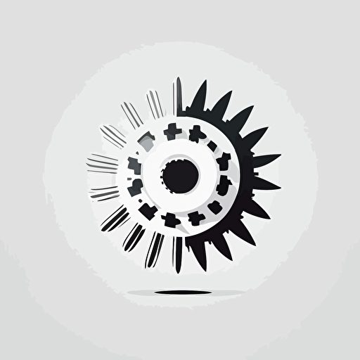 vector illustration, circle with gear symbol inside, white background, minimalist