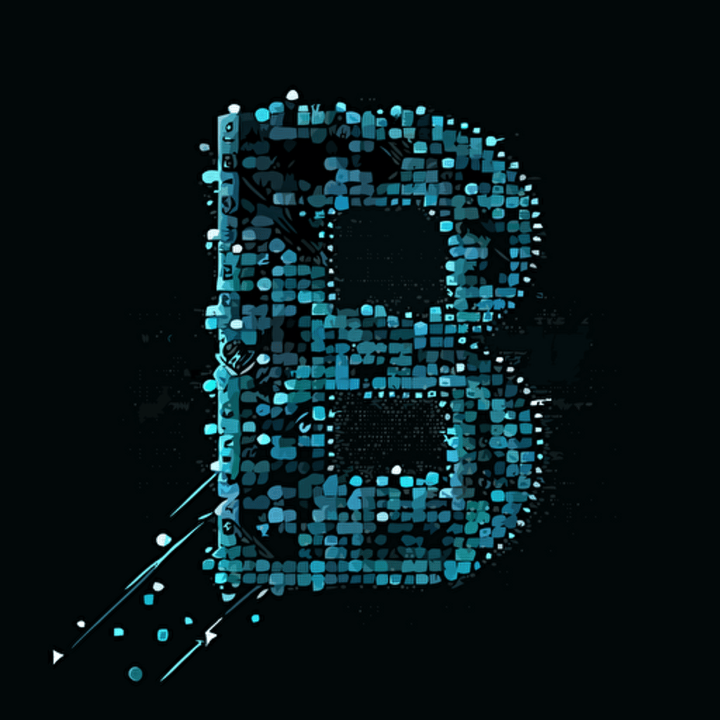 a simple and minimalist vector logo in 2D of the letter B using blockchain elements with no shadows