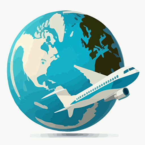 globe with airline flat vector logo