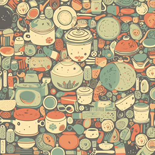 pattern, vectorial, high quality, kitchen stuff, coloured