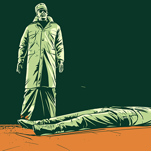 gansta standing over a dead body, vector art