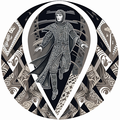 medieval footman, escher style, vector style