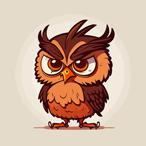 Simplified representation. funny owl. caricature 2D. vector art style. simpsons anime chib