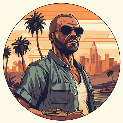 create an image inspired by the phrase “on the way”, age old wisdom and a zen circle, animated, vector, sticker style, grand theft auto V theme art no background
