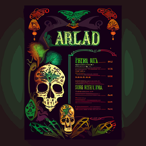louisiana bar menu, voodoo, mardi gras, template, for print, artwork, vector
