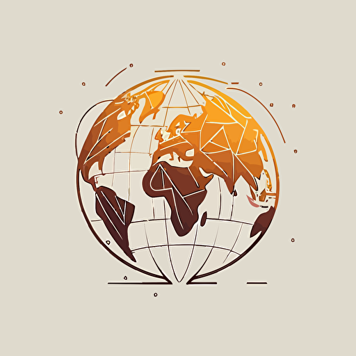 simple outline logo, globe with connected continents, vector, flat, minimal