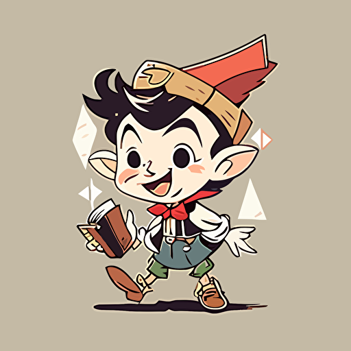 disney pinocchio children book, cartoon style, flat colors, gravity falls style, vector, kawaii, anime style