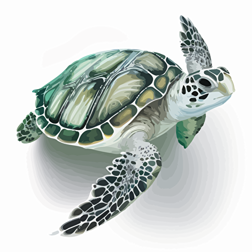 vector image, complet white turtle