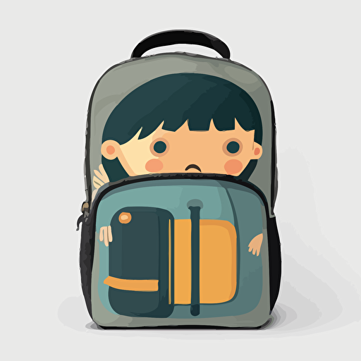 flat vector art style kids backpack