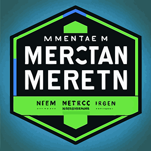 a flat vector MERN stack inspired logo blue, green, black with reflective lighting