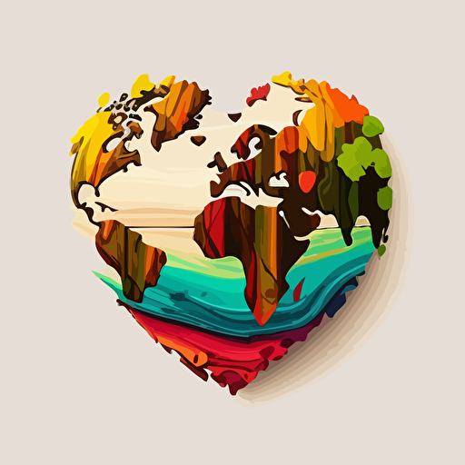 color and love on the earth, no background,, vector, log, flat, simple