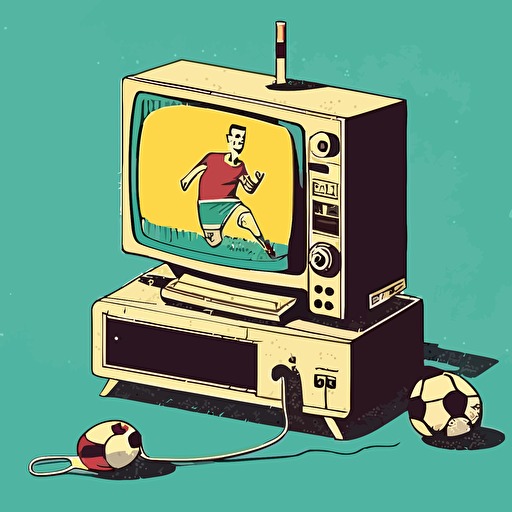 cartoon, vector image, a television showing a football game