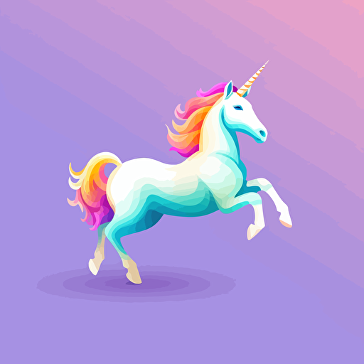 a clean gradient background. With a vector unicorn sprinting forward.