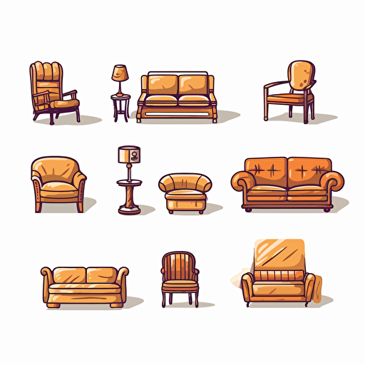 generic furnitures vector, white background