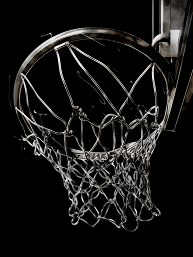 a vector drawing of a basketball rim and net, 300 dpi