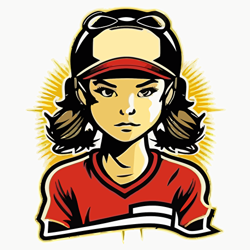 a mascot logo for a girls softball team, simple, vector