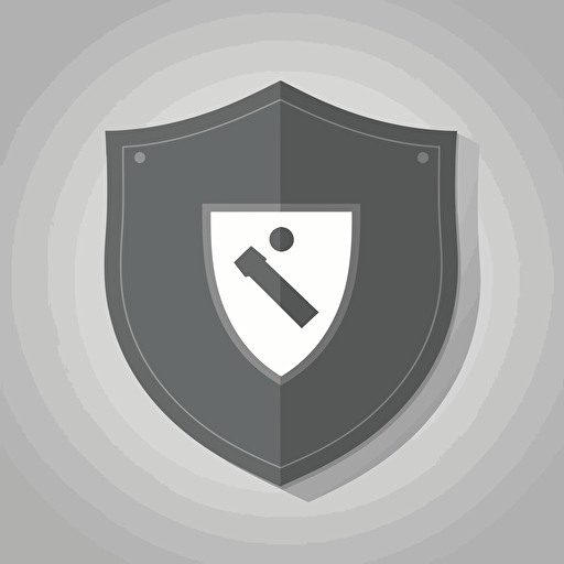 Shield Icon, cybersecurity, flat vector illustration, grey tones