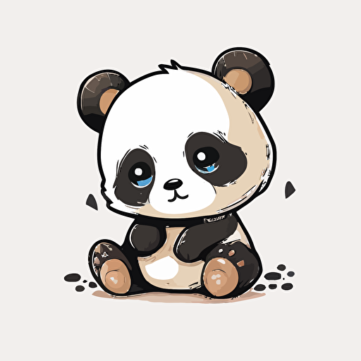 simple drawing of a cute panda on a white background, vector, no background