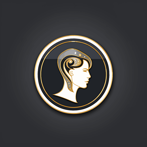 symbolic iconic logo of a healthy mind, white vector, on black backgroung