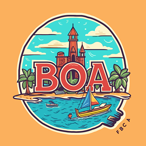 a vector logo of a language school in Barcelona, with the see and the letter BCN , the name is Hola