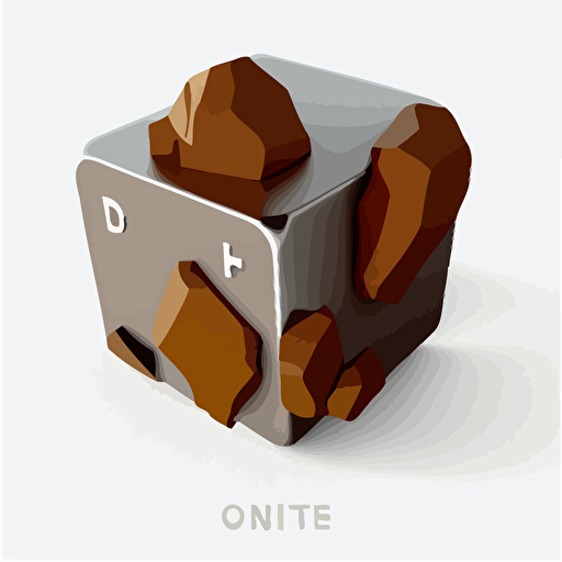 single node of iron ore illustration, simple, white background, vector style