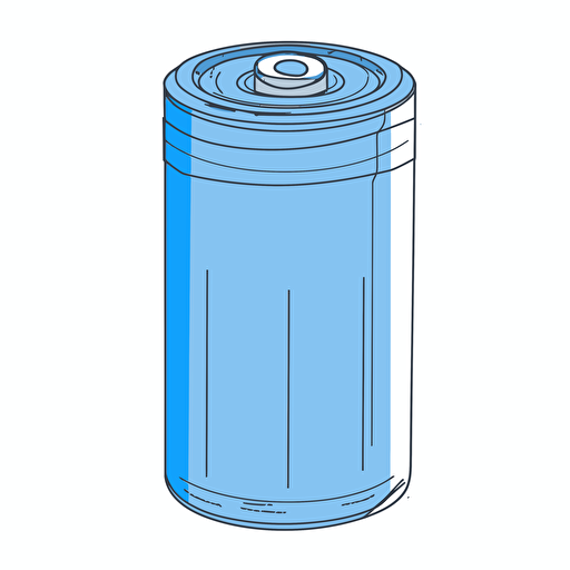 blue vector line drawing of a battery from the front, majority blue, the battery is 80% empty and 20% full,