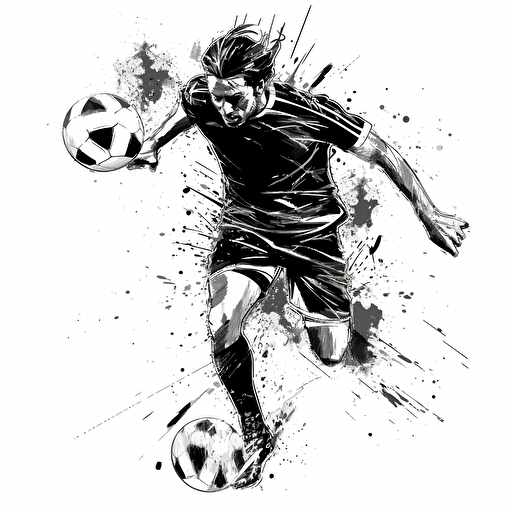 soccer vector style, drawing, black and white