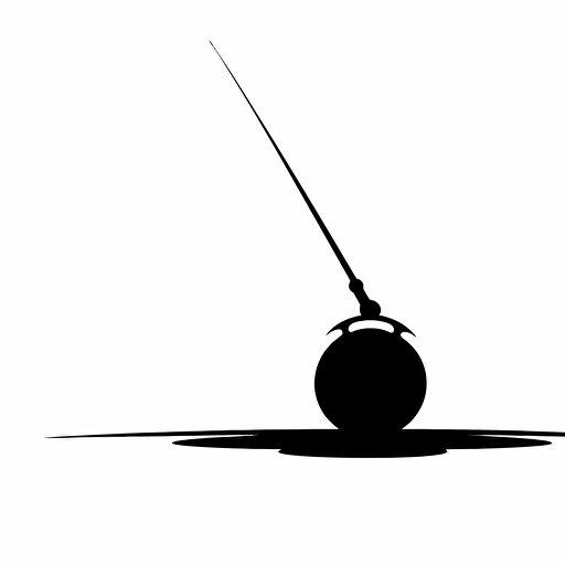 simple fishing pole silhouette, minimalism, vector art, black and white, flat