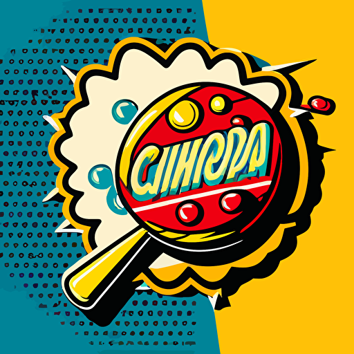 brand logo in pop art style, with a chupa chups style lollipop, minimalistic, futuristic, vector