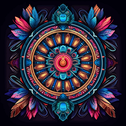 dart board, surrounded by elegant motifs, 2d vector, neon colours, epic composition, vector design on the edges of the image