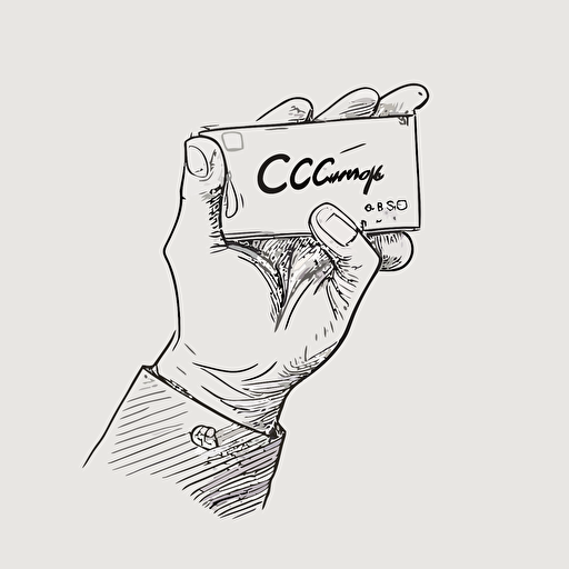 a simple sketch of a paying hand on white background, brand "CC", logo, vector