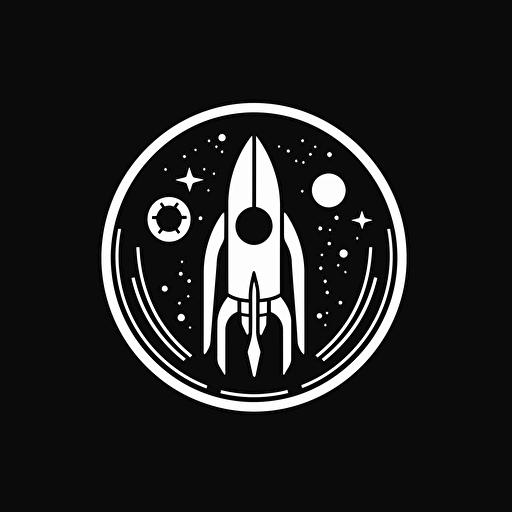 logo for a rocket building club, minimalist, vector