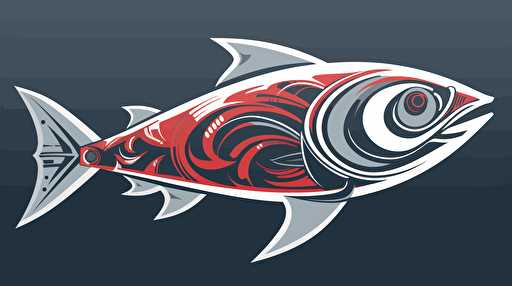 Vector design of a large fish impelled with an arrow