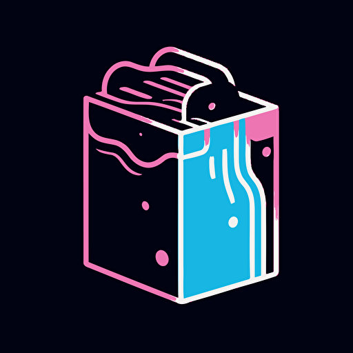 milk box logo, Neon, pink blue white and black, vector simple, fun, creativity, playfulness, high quality